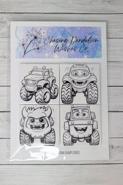 Reusable Coloring Magnets - Monster Truck